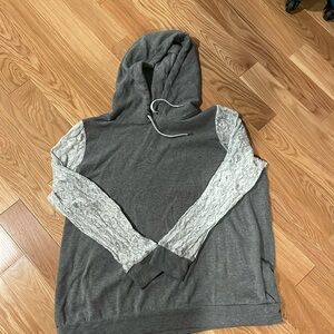 Toward gray hoodie with lace arms